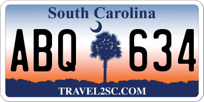 SC license plate ABQ634