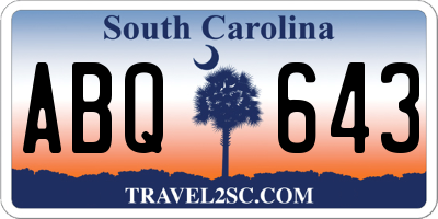 SC license plate ABQ643