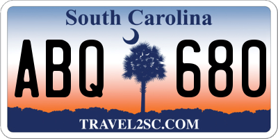 SC license plate ABQ680