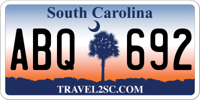 SC license plate ABQ692