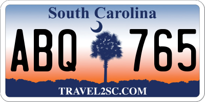 SC license plate ABQ765