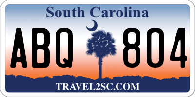 SC license plate ABQ804