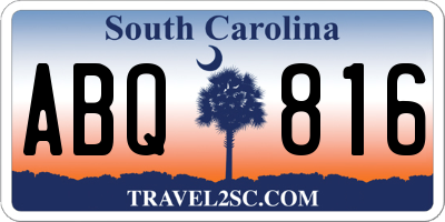 SC license plate ABQ816