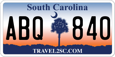 SC license plate ABQ840