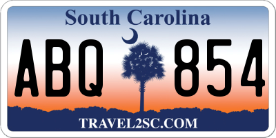 SC license plate ABQ854