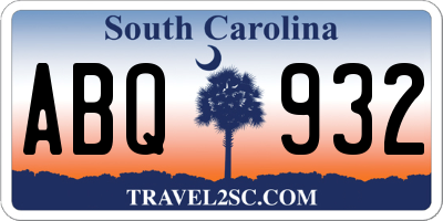 SC license plate ABQ932