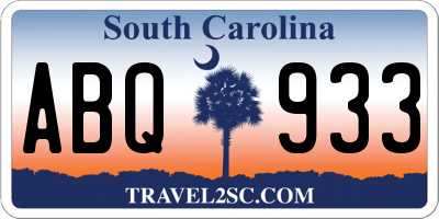 SC license plate ABQ933