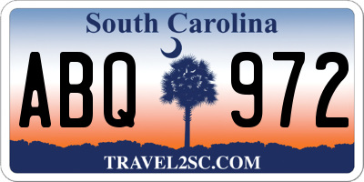 SC license plate ABQ972