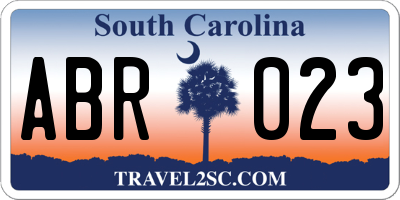 SC license plate ABR023