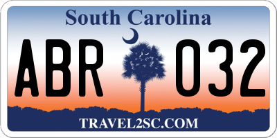 SC license plate ABR032