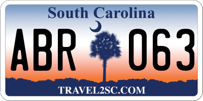 SC license plate ABR063