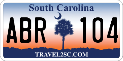 SC license plate ABR104