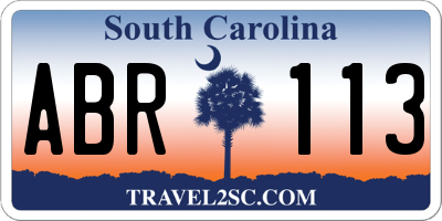 SC license plate ABR113