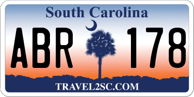 SC license plate ABR178