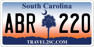 SC license plate ABR220