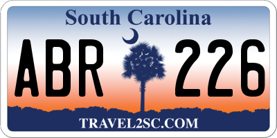 SC license plate ABR226