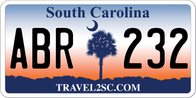 SC license plate ABR232