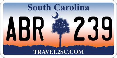 SC license plate ABR239