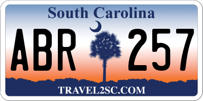 SC license plate ABR257