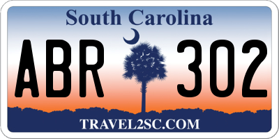 SC license plate ABR302