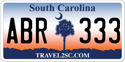 SC license plate ABR333