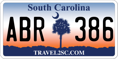 SC license plate ABR386