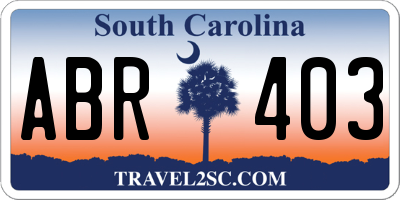 SC license plate ABR403