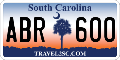 SC license plate ABR600