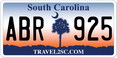 SC license plate ABR925