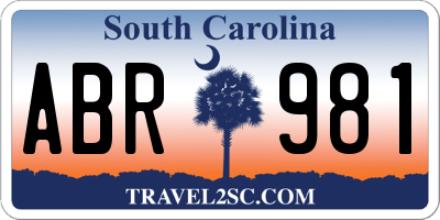 SC license plate ABR981