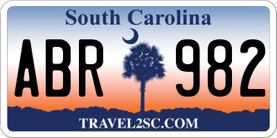 SC license plate ABR982
