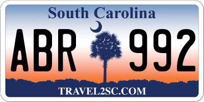 SC license plate ABR992