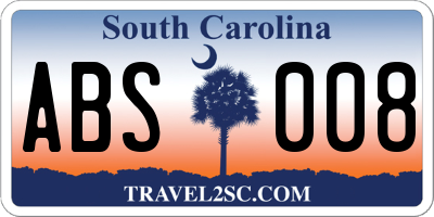 SC license plate ABS008