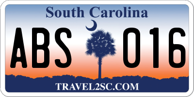 SC license plate ABS016