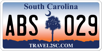 SC license plate ABS029