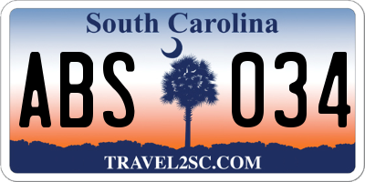 SC license plate ABS034