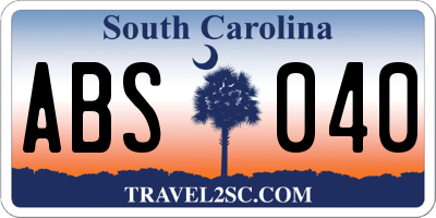 SC license plate ABS040