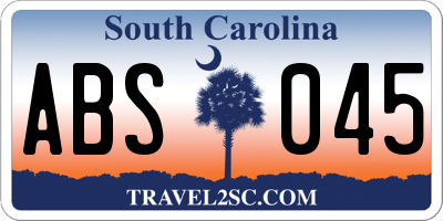 SC license plate ABS045