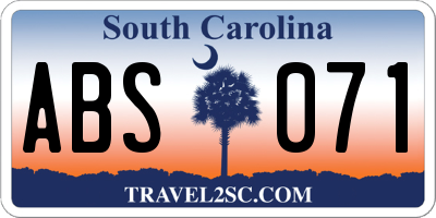 SC license plate ABS071
