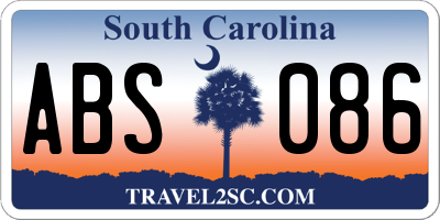 SC license plate ABS086