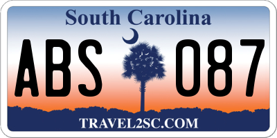 SC license plate ABS087