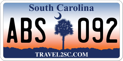 SC license plate ABS092