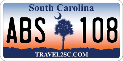 SC license plate ABS108