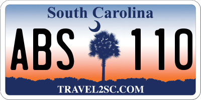 SC license plate ABS110