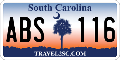 SC license plate ABS116
