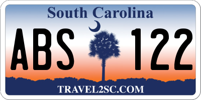 SC license plate ABS122