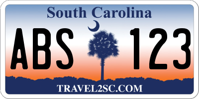 SC license plate ABS123