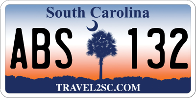 SC license plate ABS132