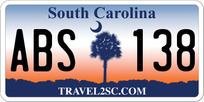 SC license plate ABS138