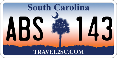 SC license plate ABS143